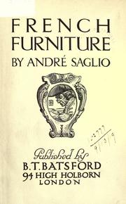 Cover of: French furniture. by André Saglio