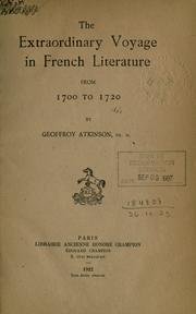 Cover of: The extraordinary voyage in French literature from 1700 to 1720.