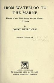 Cover of: From Waterloo to the Marne by Orsi, Pietro conte