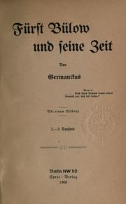 Cover of: Fürst Bülow und seine Zeit