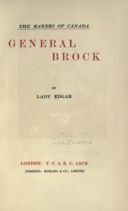 Cover of: General Brock. by Edgar, Matilda Ridout Lady.
