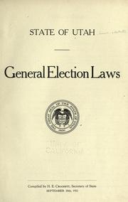 Cover of: General election laws by Utah.