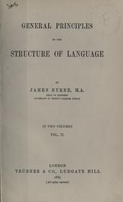 Cover of: General principles of the structure of language.