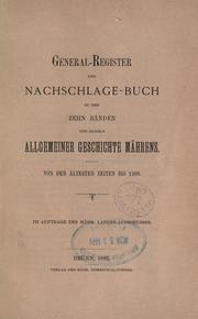 Cover of: General-Register und Nachschlage-Buch zu den zehn Bänden von Dudík's Allgemeiner Geschichte Mährens