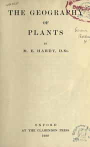 Cover of: The geography of plants by Marcel E. Hardy