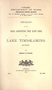 Cover of: Geology of an area adjoining the east side of Lake Timiskaming, Quebec | Geological Survey of Canada.