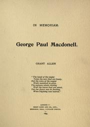 George Paul Macdonell, in memoriam by Grant Allen