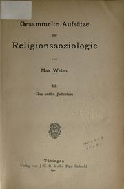 Cover of: Gesammelte Aufsätze zur Religionssoziologie. by Max Weber