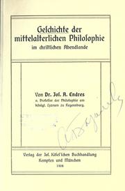 Cover of: Geschichte der mittelalterlichen Philosophie im christlichen Abendlande