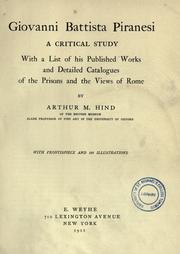 Cover of: Giovanni Battista Piranesi by Arthur Magyer Hind