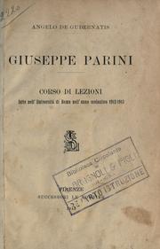 Cover of: Giuseppe Parini: corso di lezioni fatte nell'Università di Roma nell'anno scolastico 1912-1913
