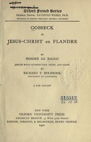 Cover of: Gobseck et Jésus-Christ en Flandre.: Edited with introd. notes, and index by R.T. Holbrook.