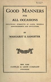 Cover of: Good manners for all occasions: a practical manual