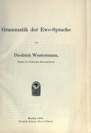 Cover of: Grammatik der Ewe-Sprache. by Westermann, Diedrich