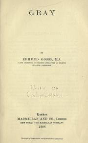 Cover of: Gray by Edmund Gosse