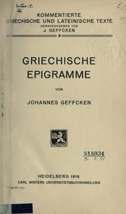 Cover of: Griechische Epigramme. by Johannes Geffcken