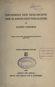 Cover of: Grundriss der Geschichte der klassischen Philologie.