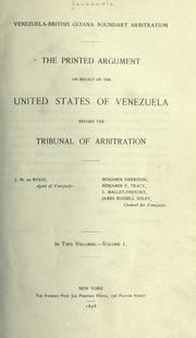 Venezuela-British Guiana boundary arbitration by Venezuela.