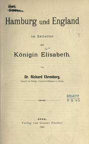 Cover of: Hamburg und England im Zeitalter der Königin Elisabeth.