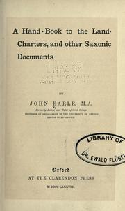 Cover of: A hand-book to the land-charters, and other Saxonic documents