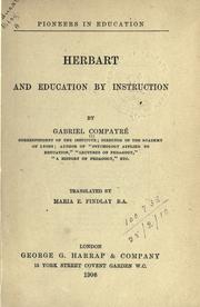 Cover of: Herbart and education by instruction by Gabriel Compayré, Gabriel Compayré