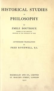 Cover of: Historical studies in philosophy