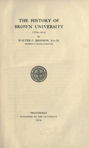 Cover of: The history of Brown University, 1714-1914