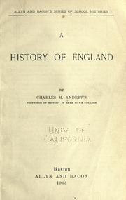 Cover of: A history of England by Charles McLean Andrews