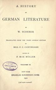 Cover of: A history of German literature by Wilhelm Scherer