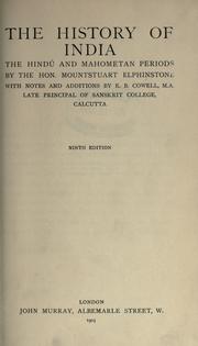 Cover of: history of India: the Hindú and Mahometan periods.  With notes and additions by E.B. Cowell.