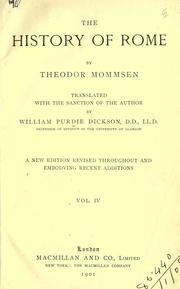 Cover of: The history of Rome, Volume IV by Theodor Mommsen