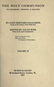 Cover of: The Holy Communion by John Bernard Dalgairns