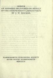 Cover of: Homer: an address delivered on behalf of the Independent Labour Party