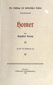 Cover of: Homer. by Drerup, Engelbert