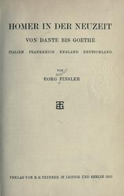Cover of: Homer in der neuzeit von Dante bis Goethe by Georg August Finsler