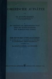 Cover of: Homerische Aufsätze.