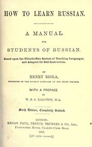 Cover of: How to learn Russian by Henry Riola, Henry Riola