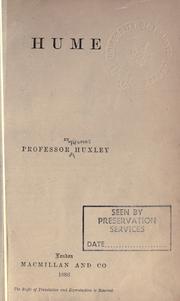 Cover of: Hume. by Thomas Henry Huxley