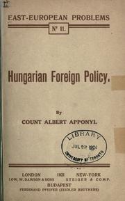 Cover of: Hungarian foreign policy.