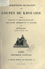 Cover of: Inscriptions manda©tes des coupes de Khouabir by Henri Pognon