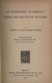 Cover of: An introduction to Herbart's Science and practice of education
