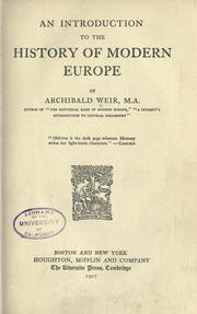 Cover of: An introduction to the history of modern Europe by Weir, Archibald