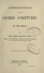 Cover of: Introduction to the sacred scriptures by John MacDevitt, John MacDevitt