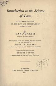 Cover of: Introduction to the science of law by Karl Gareis, Karl Gareis