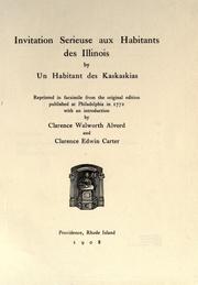 Cover of: Invitation sérieuse aux habitants des Illinois by Habitant des Kaskaskia