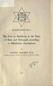 Cover of: The Jews in Babylonia in the time of Ezra and Nehemiah by Samuel Daiches