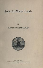 Cover of: Jews in many lands by Elkan Nathan Adler