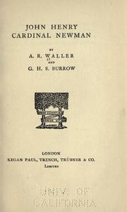 Cover of: John Henry, cardinal Newman