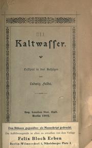 Cover of: Kaltwasser: lustspiel in drei aufzügen