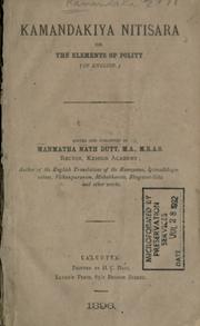 Cover of: Kamandakiya Nitisara by Kamandaka